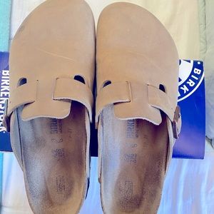 BOSTON BIRKENSTOCK SHOES SIZE 42 OILED LEATHER TOBACCO BROWN- like new